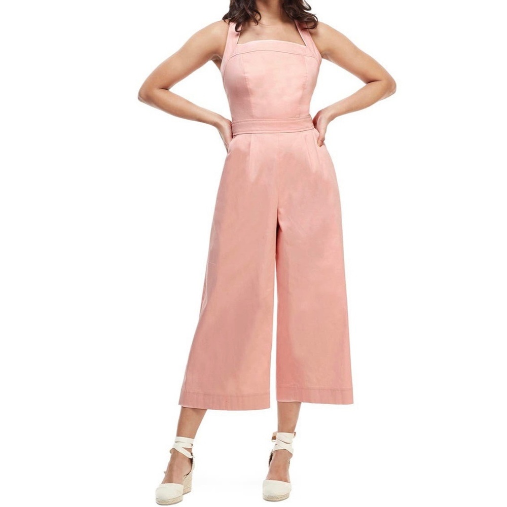 Gal Meets Glam • 00 • Cross Strap Cotton Cropped Leg Jumpsuit
